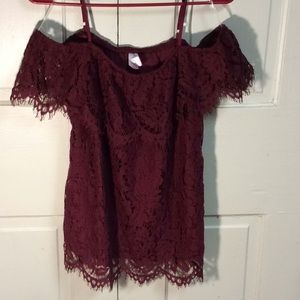 *SOLD* Burgundy off shoulder top